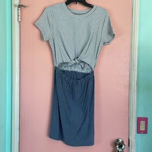 RVCA blue & white striped mini dress